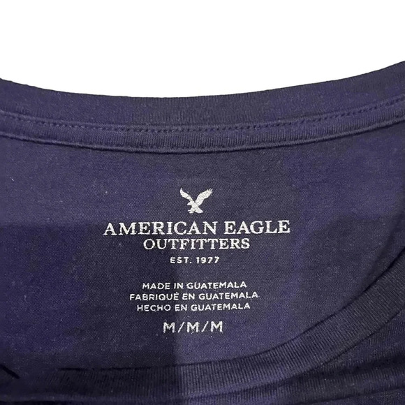 American Eagle Navy Blue Short Sleeve Crew Neck‎ Crop Top T-Shirt Size Medium - Picture 4 of 6